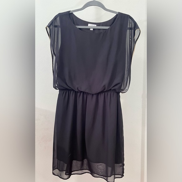 Black Charming Charlie dress with gold embellishment along sleeves - Picture 2 of 6